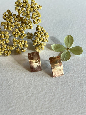 Rectangle Brass Stud Earrings