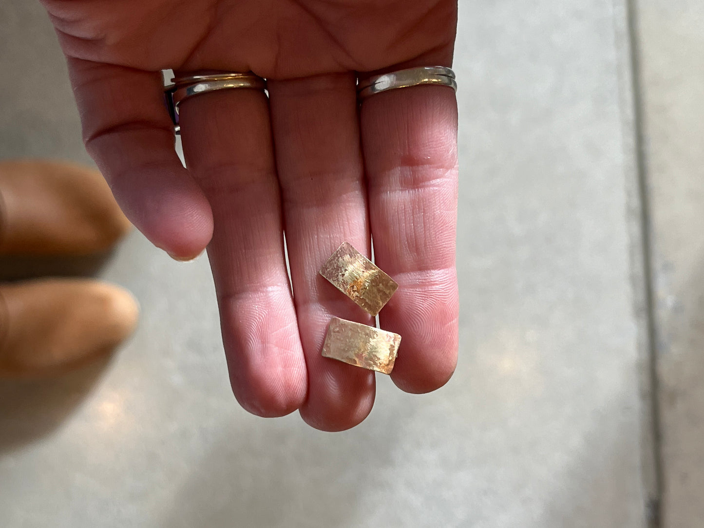 Rectangle Brass Stud Earrings