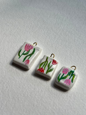 Tulip hand-painted charms