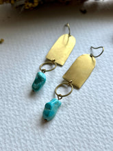Load image into Gallery viewer, Brass and Turquoise Arch Dangle Earrings 1