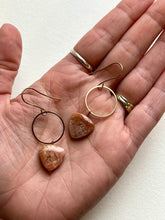 Load image into Gallery viewer, Pink Agate Brass Loop Dangle Earrings