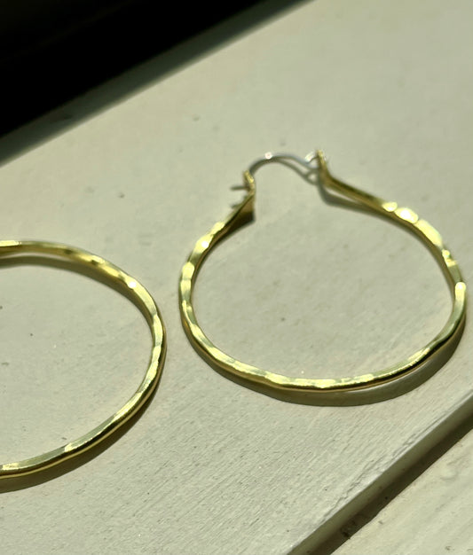 Medium Basic Round Mixed Metal Brass and Silver Hoops