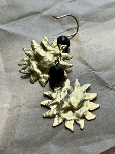 Sunshine Earrings with lava rock bead