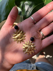 Sunshine Earrings with lava rock bead