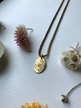 Load image into Gallery viewer, Etched Brass Floral Necklace Dogwood