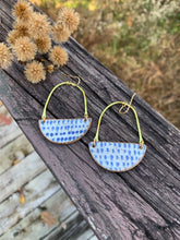 Load image into Gallery viewer, FOR PAIGE Blue + White Oxide Collaboration Earrings half circle