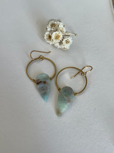 Small Blue opal hoops