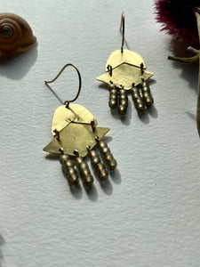 Medium Beaded brass earrings