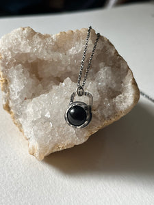 Sterling Silver necklace with small Onyx Pendant