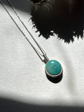 Turquoise and Silver Pendant Round Stone