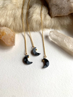Black Moon Snowflake Obsidian Necklace