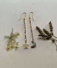 Load image into Gallery viewer, Moon and Star Dangle Earrings