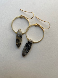 Moss Opal Drop Circle Earrings