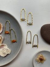 Load image into Gallery viewer, Brass Drop Earrings with Orange aventurine
