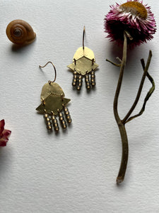 Medium Beaded brass earrings