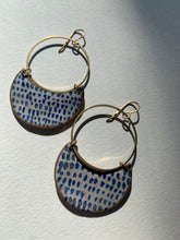 Load image into Gallery viewer, Blue + White Oxide Collaboration Medium Crescent Earrings