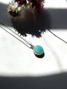 Turquoise and Silver Pendant Round Stone