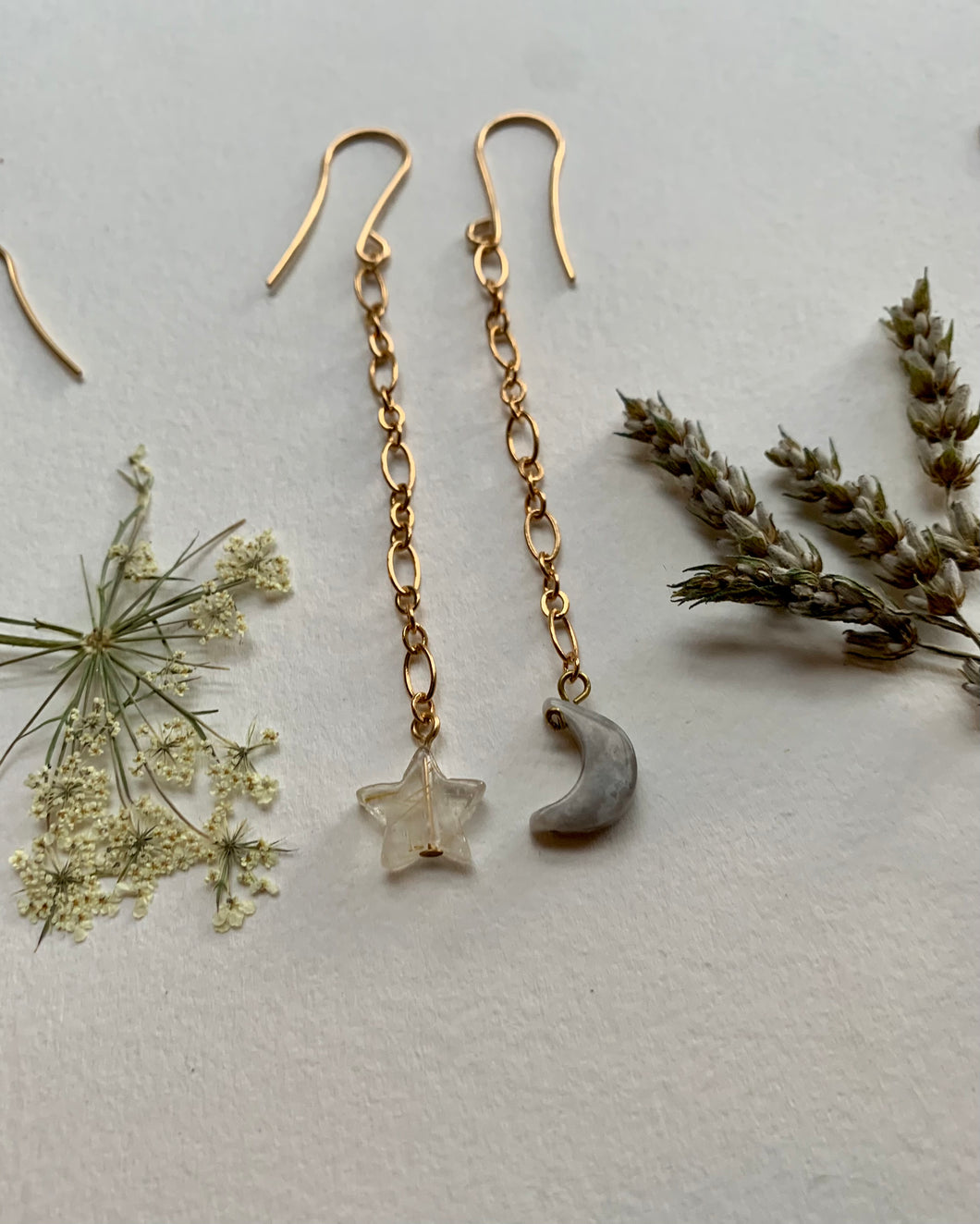 Moon and Star Dangle Earrings