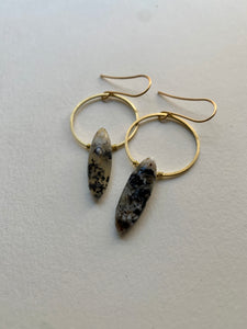 Moss Opal Drop Circle Earrings