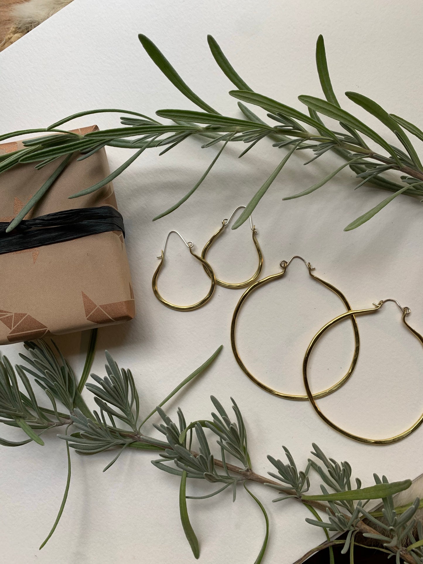 1" Basic Hoops Textured Brass Earrings with 925 Sterling Silver ear wires