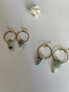 Small Blue opal hoops