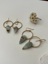 Load image into Gallery viewer, Small Blue opal hoops