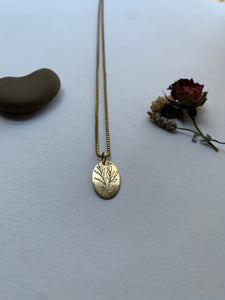 Etched Brass Floral Necklace Rosemary