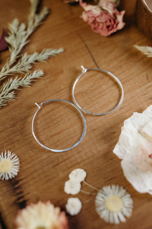 1" Thin Sterling Silver Hoop Earrings