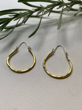 Load image into Gallery viewer, 1&quot; Basic Hoops Textured Brass Earrings with 925 Sterling Silver ear wires