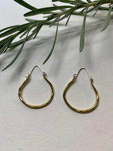 Load image into Gallery viewer, 1&quot; Brass Textured Hoop Earrings with 925 Sterling Silver ear wires