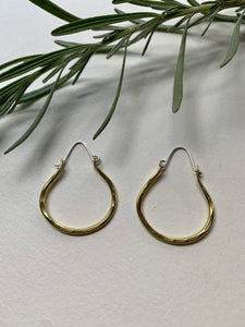 1" Brass Textured Hoop Earrings with 925 Sterling Silver ear wires