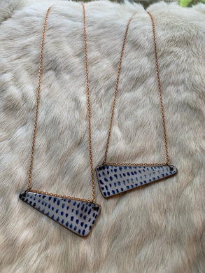 Geometric Blue and White Oxide Pottery Necklace Dots