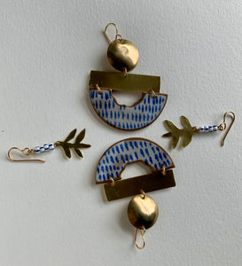Oxide Collab inspired Blue + White Matisse Dangles