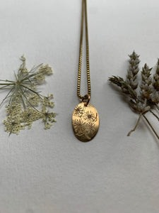 Etched Brass Floral Necklace Fleabane